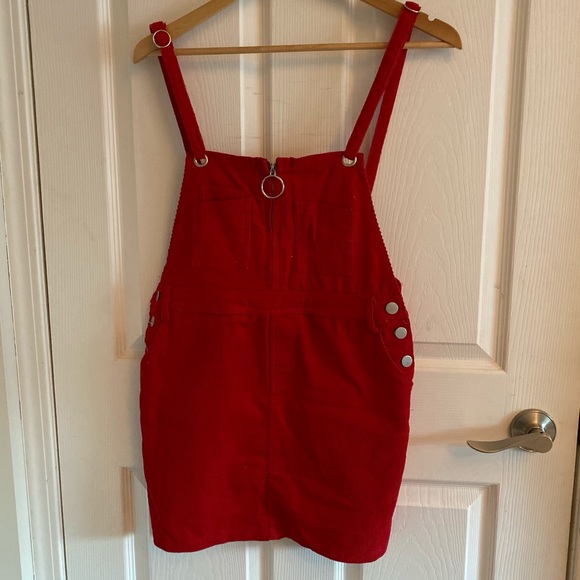 Read corduroy overall mini dress - Picture 1 of 2